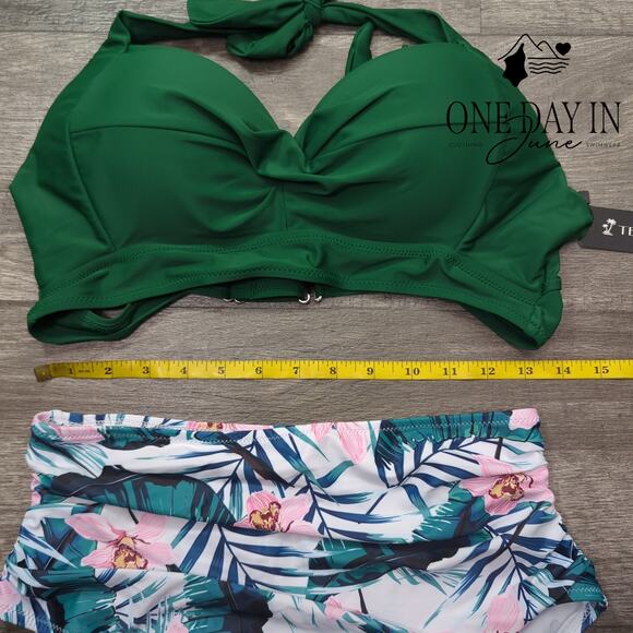 Tempt Me High Waist Molded Cup Bikini Swimsuit Size L - Picture 5 of 7